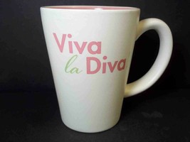 Hallmark stoneware coffee mug VIVA la DIVA! Pink green white Pink inside 10 oz - $8.56