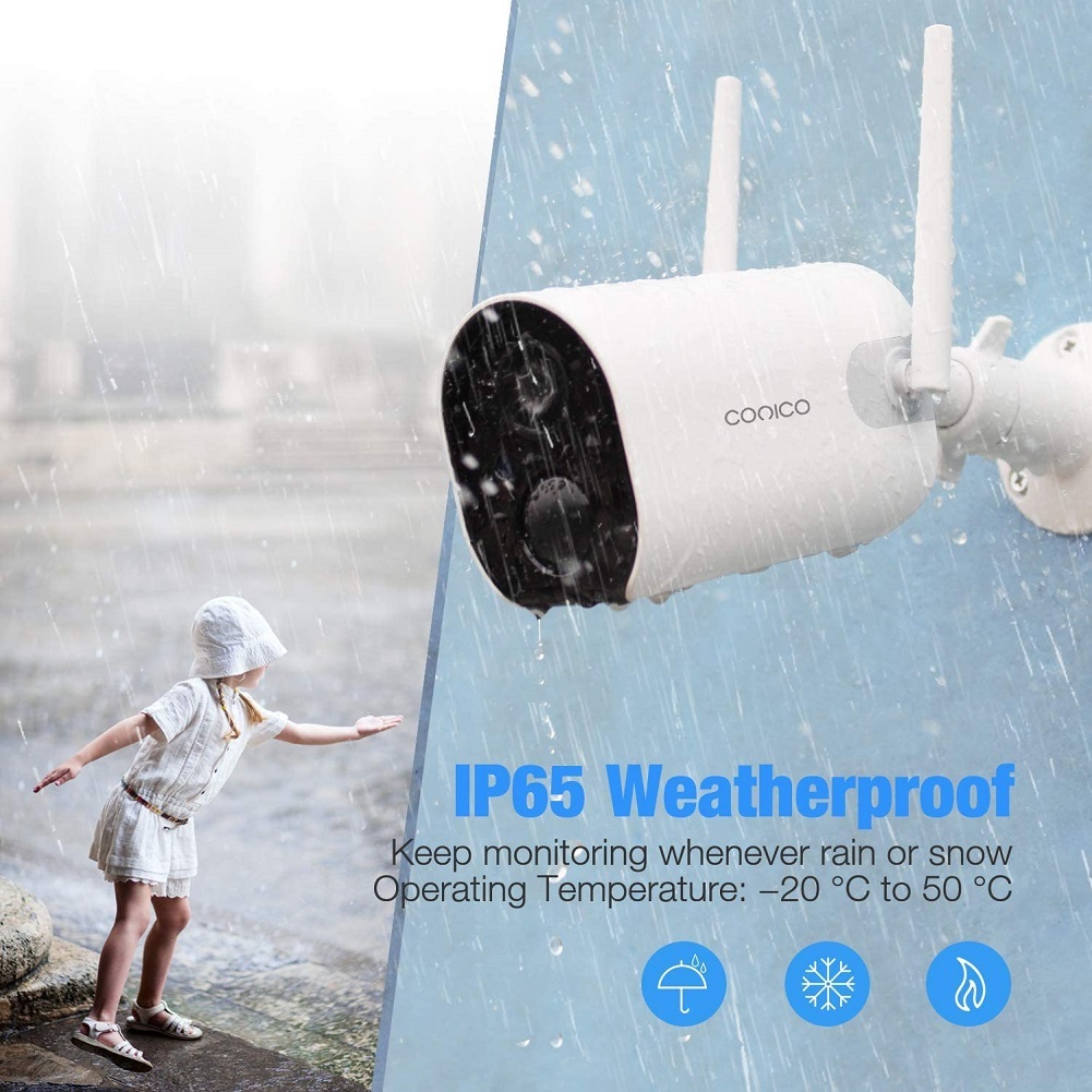 Conico Outdoor Security Camera, Wireless Rechargeable Battery Powered