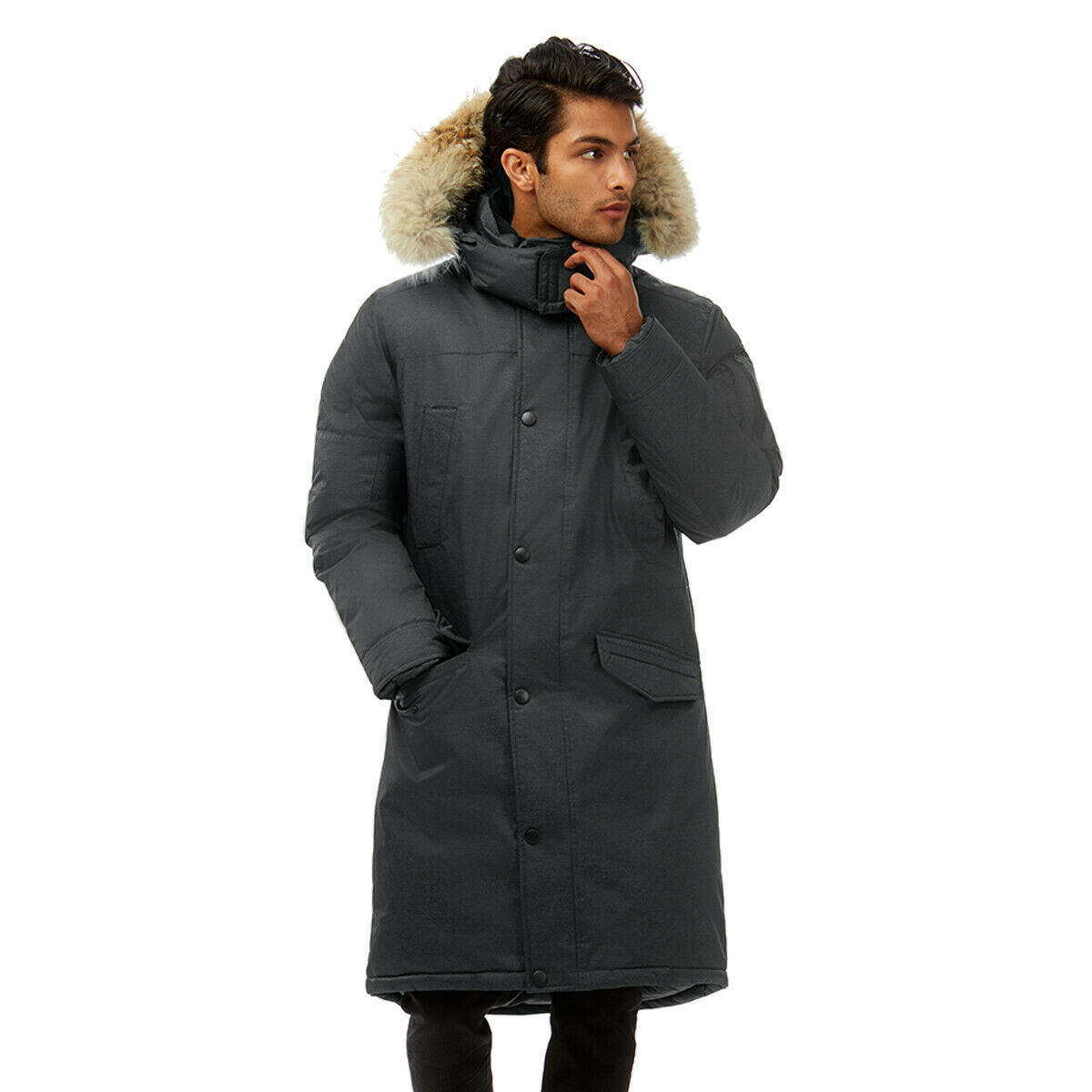 Triple FAT Goose Mens Eberly II Long Down Parka w/ Coyote Fur | Black S ...