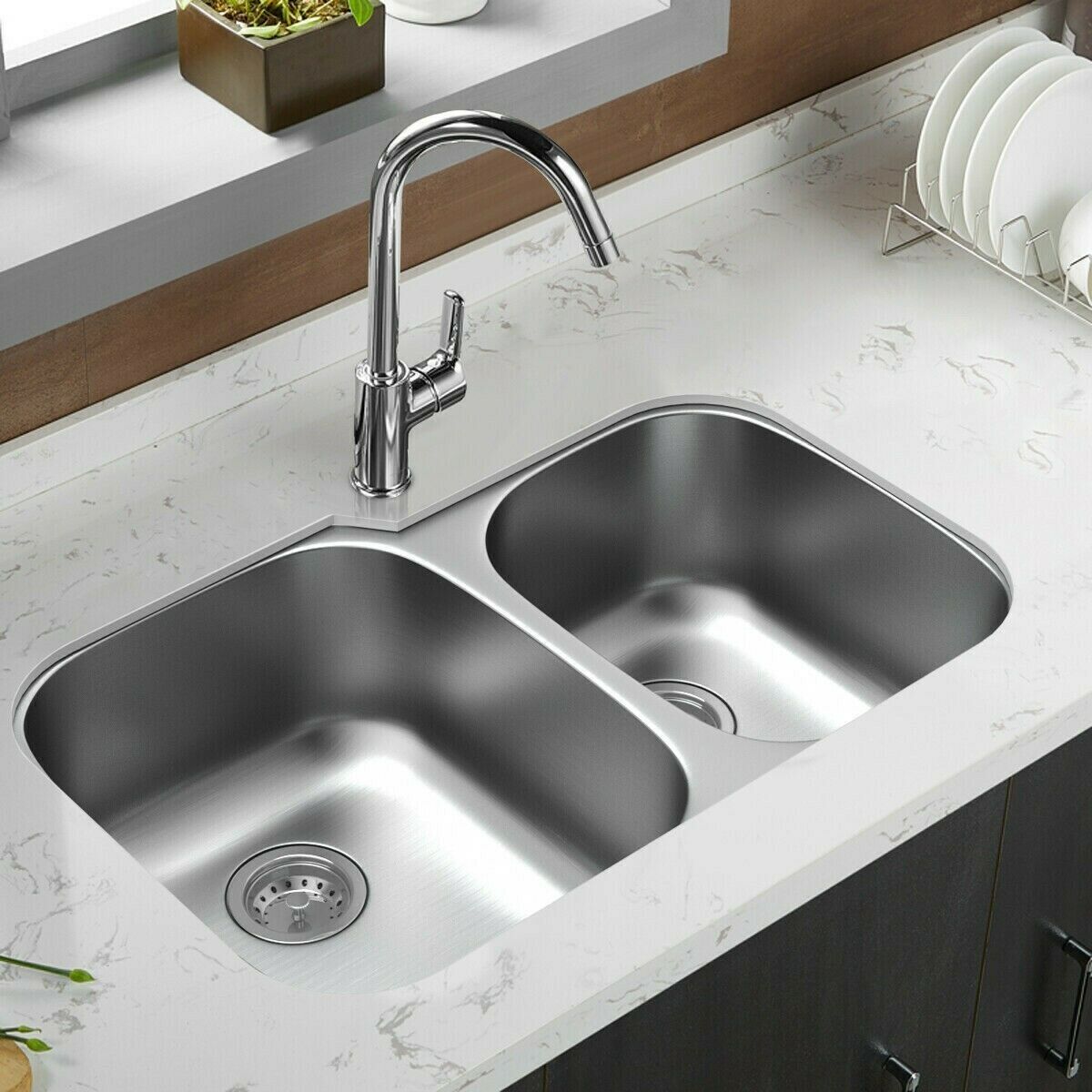 32 Stainless Steel Double Bowl Kitchen Sink And 50 Similar Items