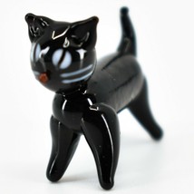 Handmade Black Kitty Cat Tiny Miniature Micro Mini Lampworking Glass Figurine image 2