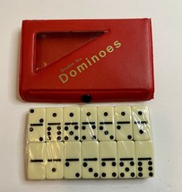 DOMINOES Double Six Game Mini Set 28 Tiles &amp; Case New - $12.38