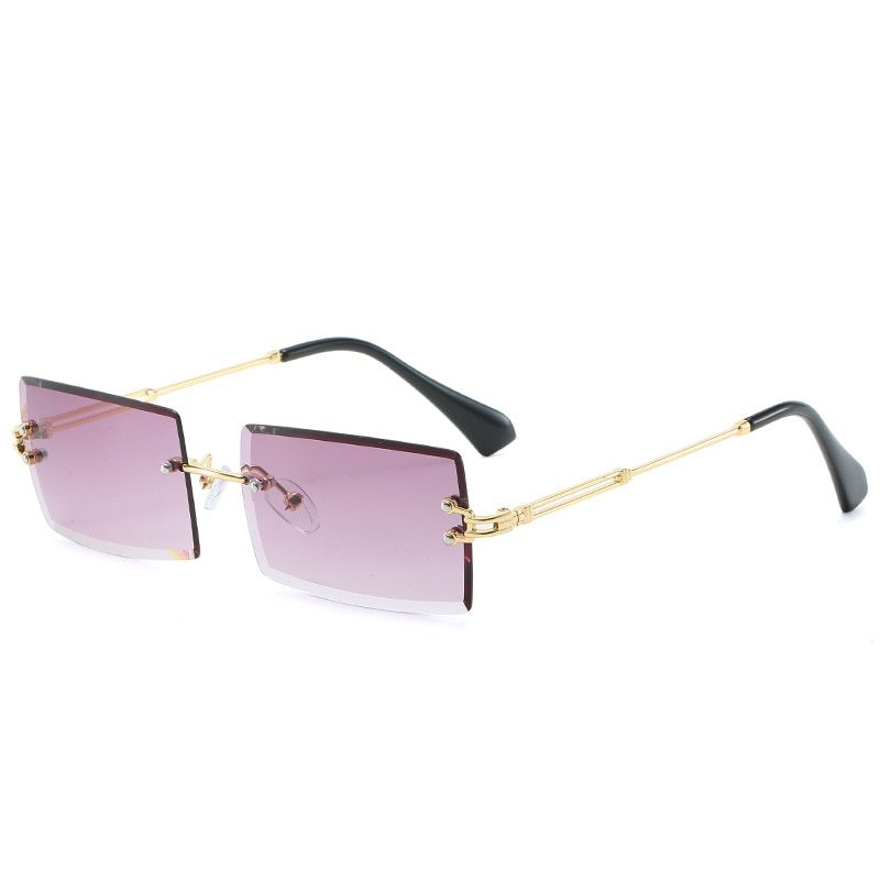 Small Rectangle Rimless Sunglasses Men Women Brand Designer Fashion 