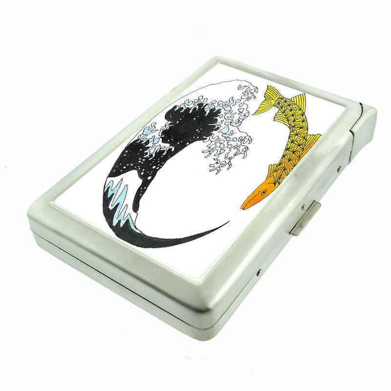 Zen Fish Em1 Cigarette Case with Built in Lighter Metal Wallet - $17.95