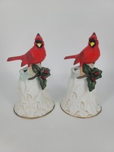 Pair of Avon Collection 2000- Porcelain Cardinal w/ Holly Collectible Bell - $18.37