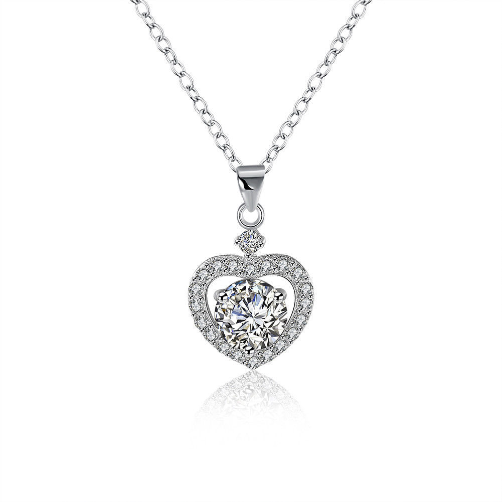 Silver Bewitched Pave Heart Necklace - Necklaces & Pendants