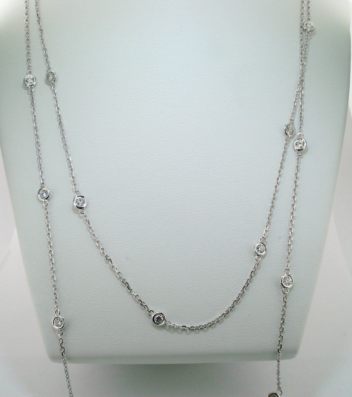 DIAMOND BY THE YARD NECKLACE 48" INCH 1.56 CARAT 14K WHITE GOLD
