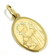 SOLID 18K YELLOW OVAL GOLD MEDAL, 17x12 mm, SAINT BENEDICT, SMOOTH & SATIN image 3
