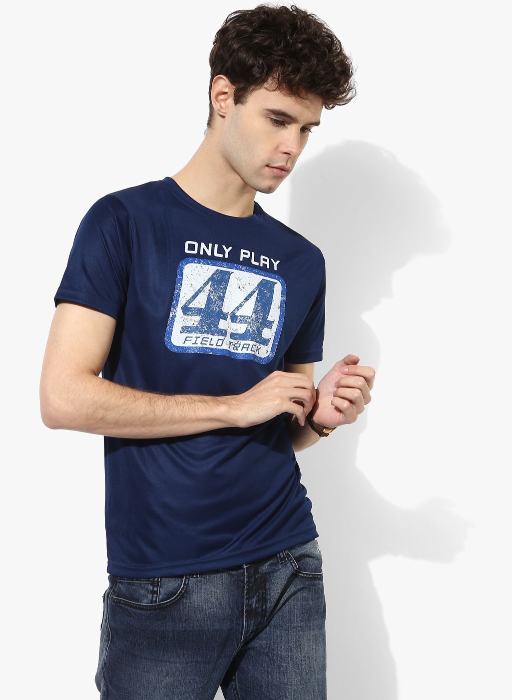 Nwt Jeans Men's Navy Pepe Graphic Slim Fit Round Neck Polycotton T-shirt Men Cot