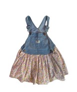 OshKosh B’gosh Denim Overall Floral Dress Jumper Cotton Toddler Girl Siz... - $18.80