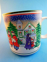 Vintage Lefton Christmas Mug Cup coffee tea cocoa Victorian Village Scene 1991 - $11.87