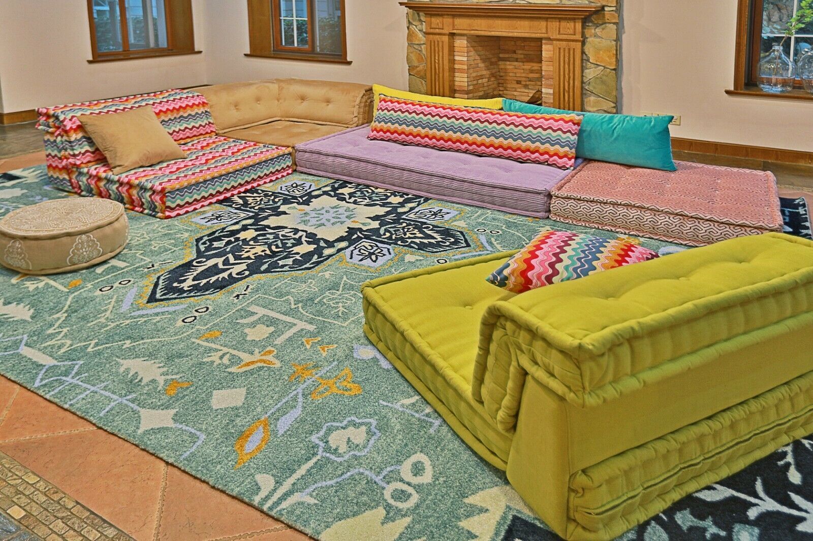 Customized Custom Modular Buildable Sectional French tufted Mah Jong Sofa Couch Sofas