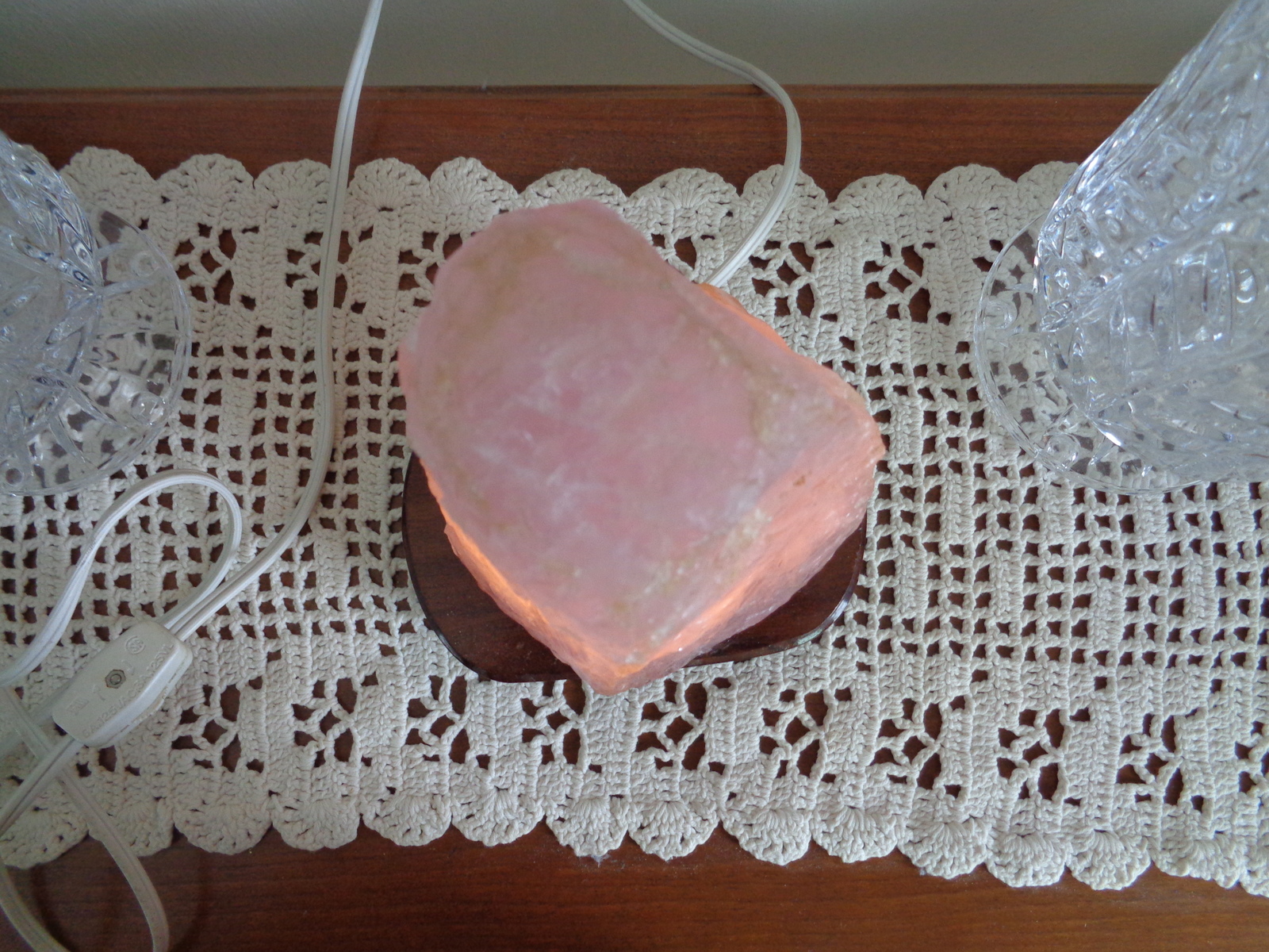 Rose Quartz Lamp Night Light Crystal Natural Mineral w/ Cord & Bulb 3