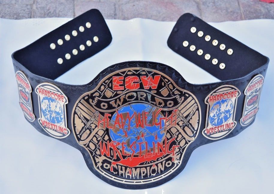 ECW Heavyweight Championship Leather Belt With Gold Plated - Wrestling