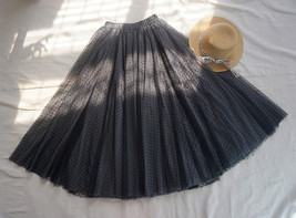 Women Black Midi Tutu Skirt Polka Dot Tulle Skirt Wedding Party Skirt Outfit image 2