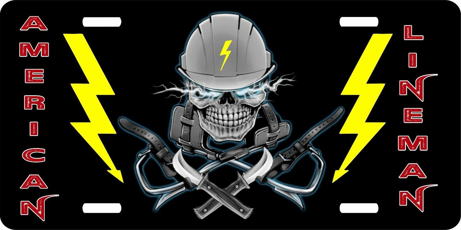 American Lineman Linemen Skull Journeyman Rigger License Plate Car