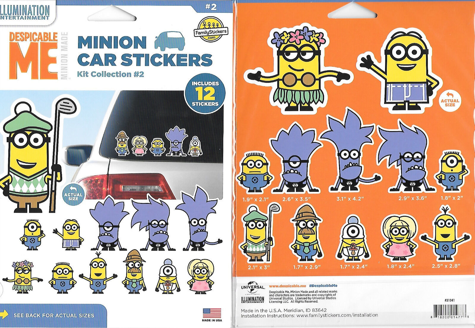 Despicable Me 12 Minion Peel Off Car Stickers Value Pack Collection #2 ...