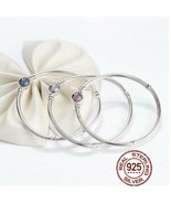 925 Sterling Silver Pave Heart Bracelet Purple Pink Blue - $25.11