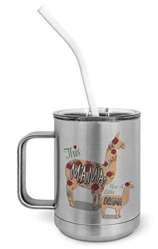 PixiDoodle Mother's Day Mama Llama Insulated Coffee Mug Tumbler with Spill-Resis