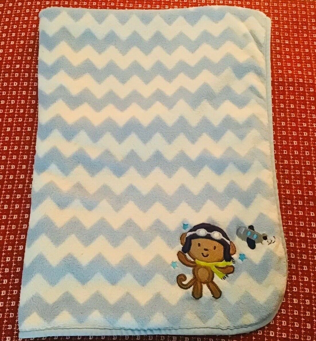 Carter's Child of Mine Boys Appliqué Pilot Monkey Baby Stroller Blanket
