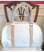 Estee Lauder Large Travel Carry on Duffle White Beige Faux Suede Leather... - $44.00