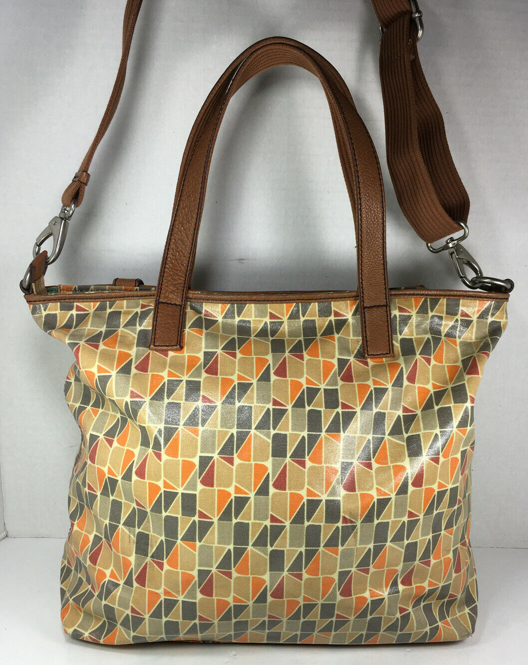 Fossil Extra Large Multicolor Canvas Leather Trim Tote Bag - Women&#39;s Bags & Handbags