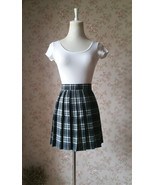 Black and White Plaid Skirt Women Girl Mini Black Tartan Skirt High Waisted WT13 - $28.99