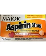Major Aspirin 81 mg Chewable Orange Flavored Tablets 36 ct EXP:04/2023 - $5.93