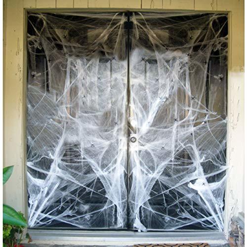 Qibote Halloween Stretch Spider Webs Fake Cobwebs with 60 Pieces