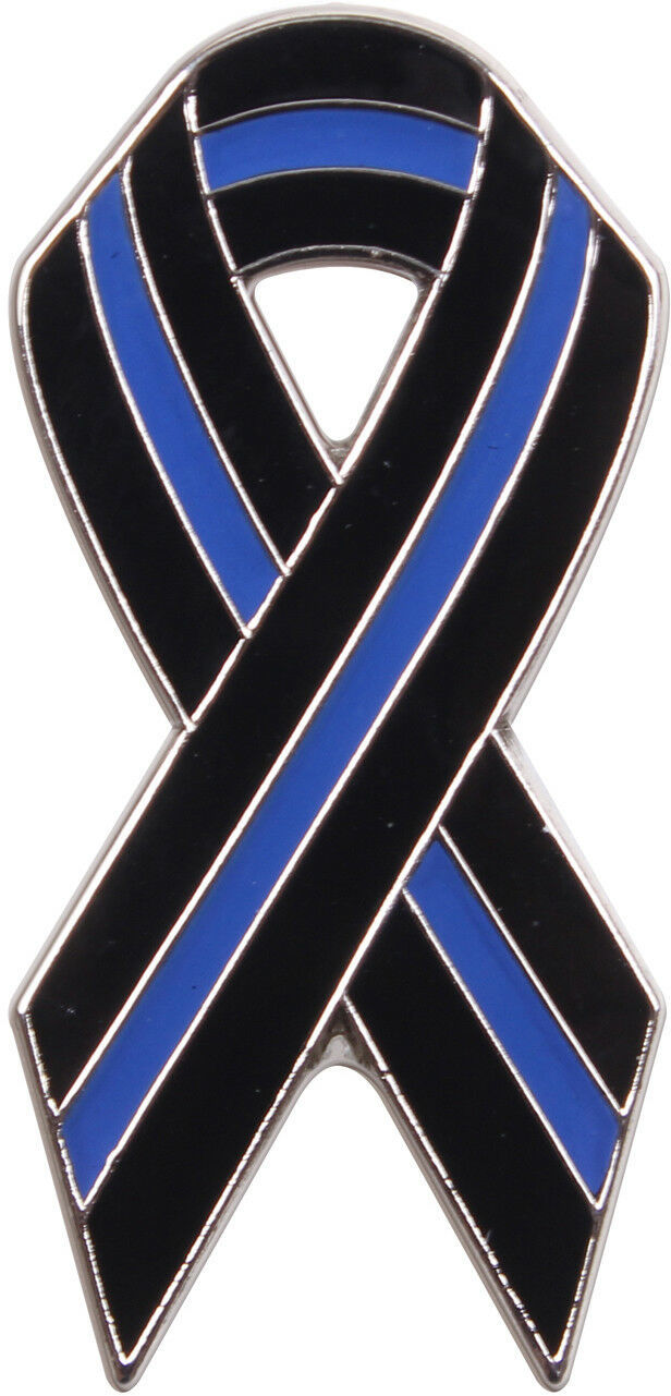 Thin Blue Line Ribbon Pin, Police Support Metal Uniform Lapel Insignia ...