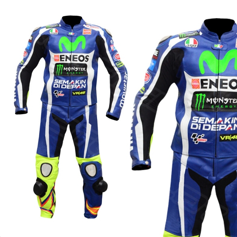 YAMAHA MOVISTAR VALENTINO ROSSI  BLUE MOTORCYCLE RACING LEATHER SUIT