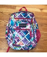 Large JanSport Pink Purple Blue Tie Dye Plaid Big Backpack - $79.99