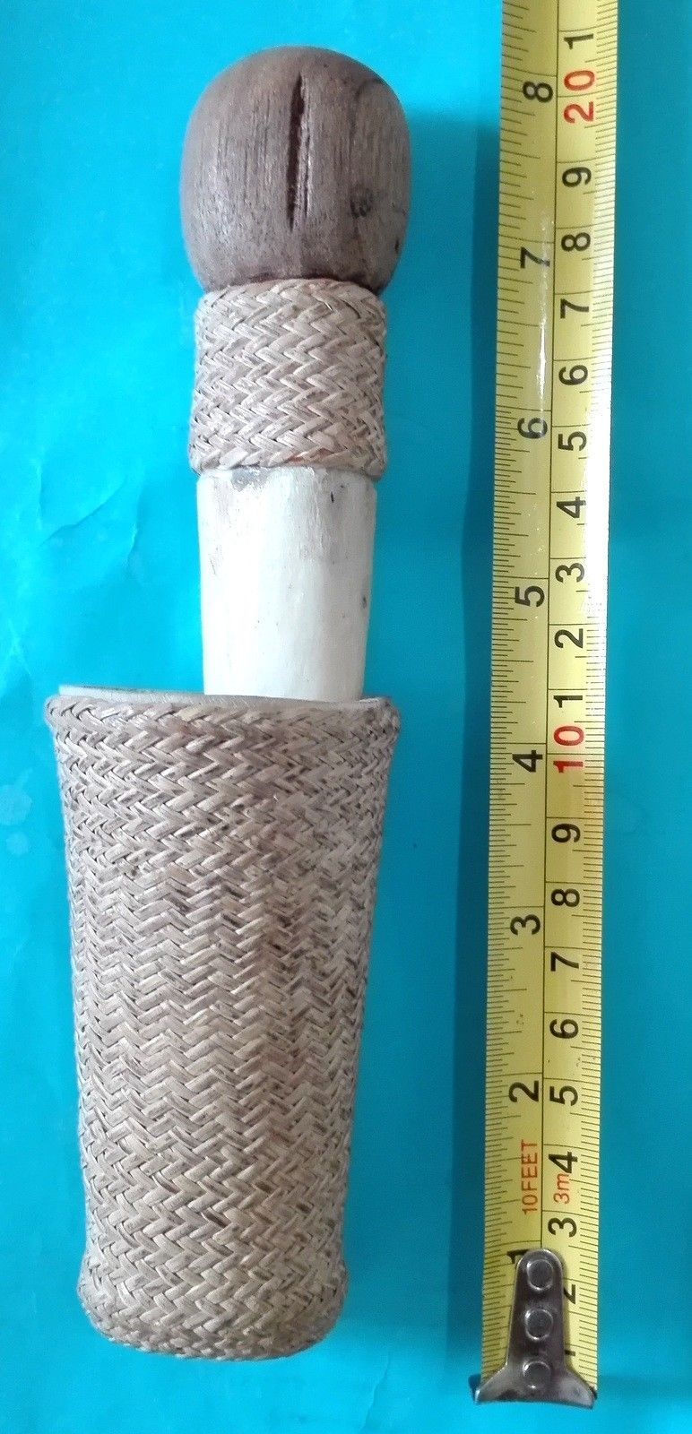 Mortar & pestle container wood / rattan / bone handicraft Ifugao