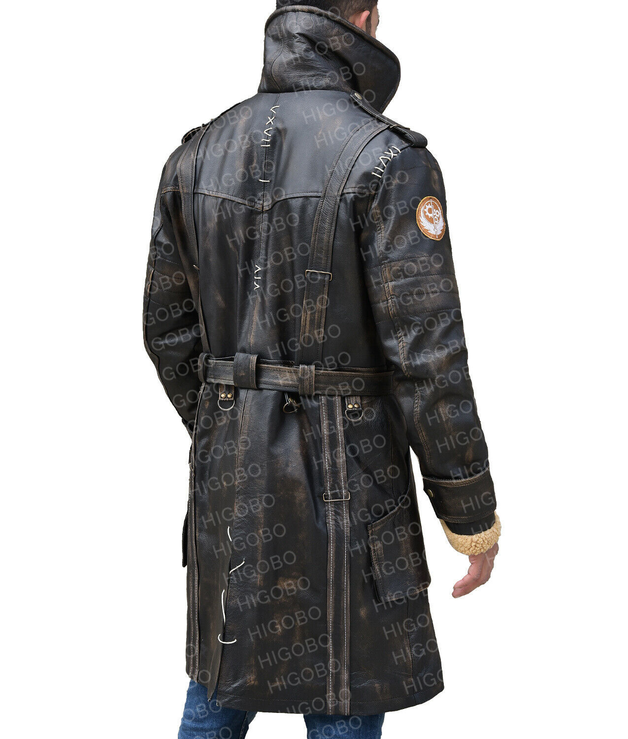 Elder Arthur Maxson Fallout Fur Collar Faux leather Trench Coat Cosplay ...
