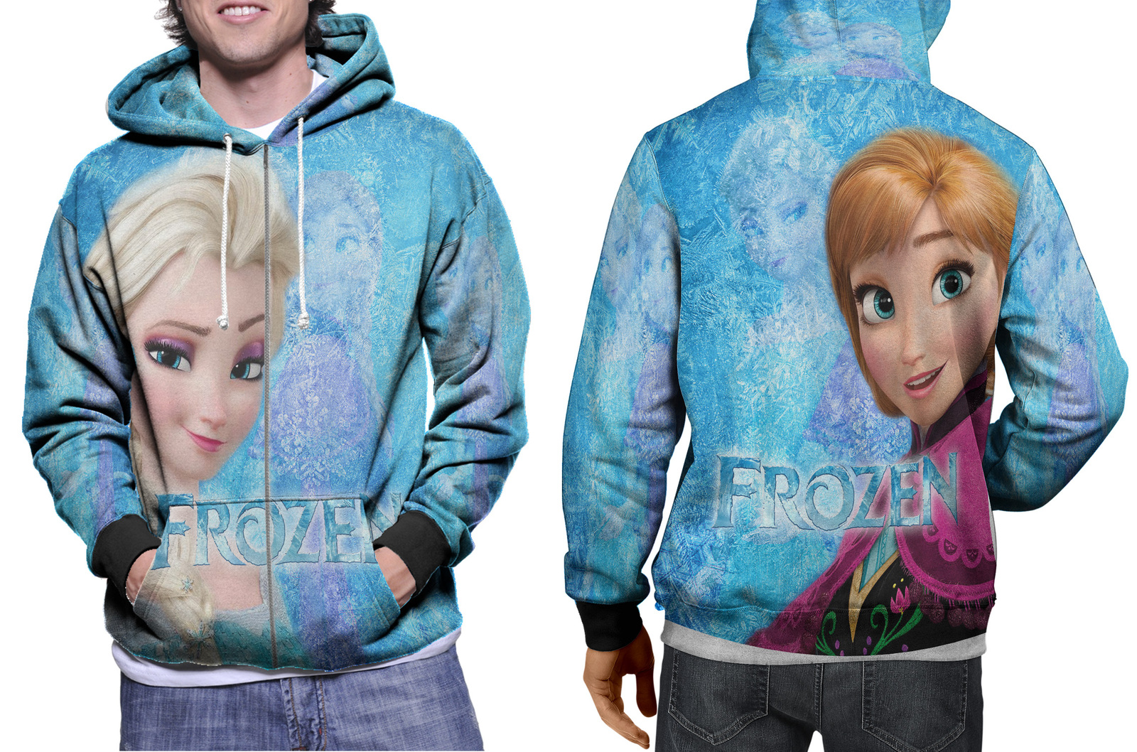 Frozen - Anna and Elsa Zipper Hoodie for Men - Hoodies & Sweatshirts