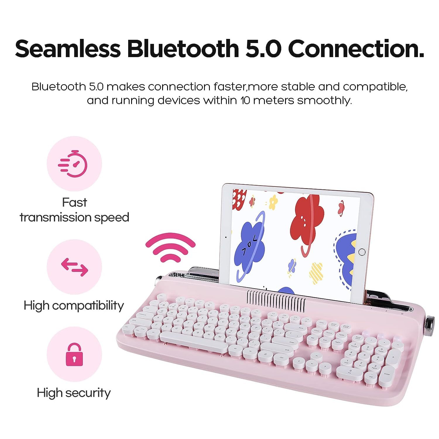 Actto B503 Wireless Typewriter Keyboard, Retro Bluetooth Aesthetic