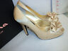 Nina Size 7.5 M Evelixa Royal Gold Satin  Open Toe Heels New Womens Shoes