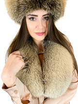 Golden Island Fox Fur Collar 40' (100cm) + Hat With Leather Saga Furs Set image 2