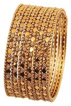 Touchstone Golden Bangle Collection Beautifully Hand Hammered Exotic Grain Work - $50.45