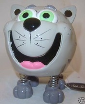 Cat Piggy Bank Animated Character Money Durable Spring Legs Top Slot Kitty Grey