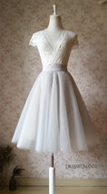 Nude Knee Length High Waist Tulle Midi SKIRT Custom Plus Size Party Skirt image 6