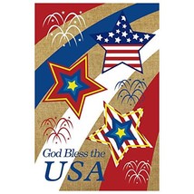 God Bless The USA Burlap Patriotic Stars and Stripes-Double Sided,13&quot; x 18&quot; - $16.82