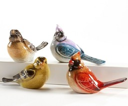 Bird Figurines Set of 4 Cardinal, Blue Jay, Yellow Bird, Home Garden Decor