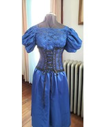 Western saloon girl costume 80s dress Victorian dress lace up corset - £57.76 GBP