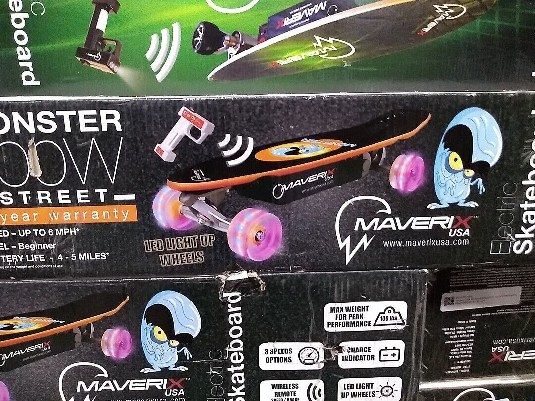 6 x NEW Maverix USA MON100 MONSTER 100W Street Electric Skateboard w