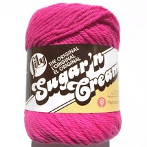 LILY SUGAR&#39;N CREAM COTTON YARN - HOT PINK 01740 UPC 057355268760 Worsted... - $7.99