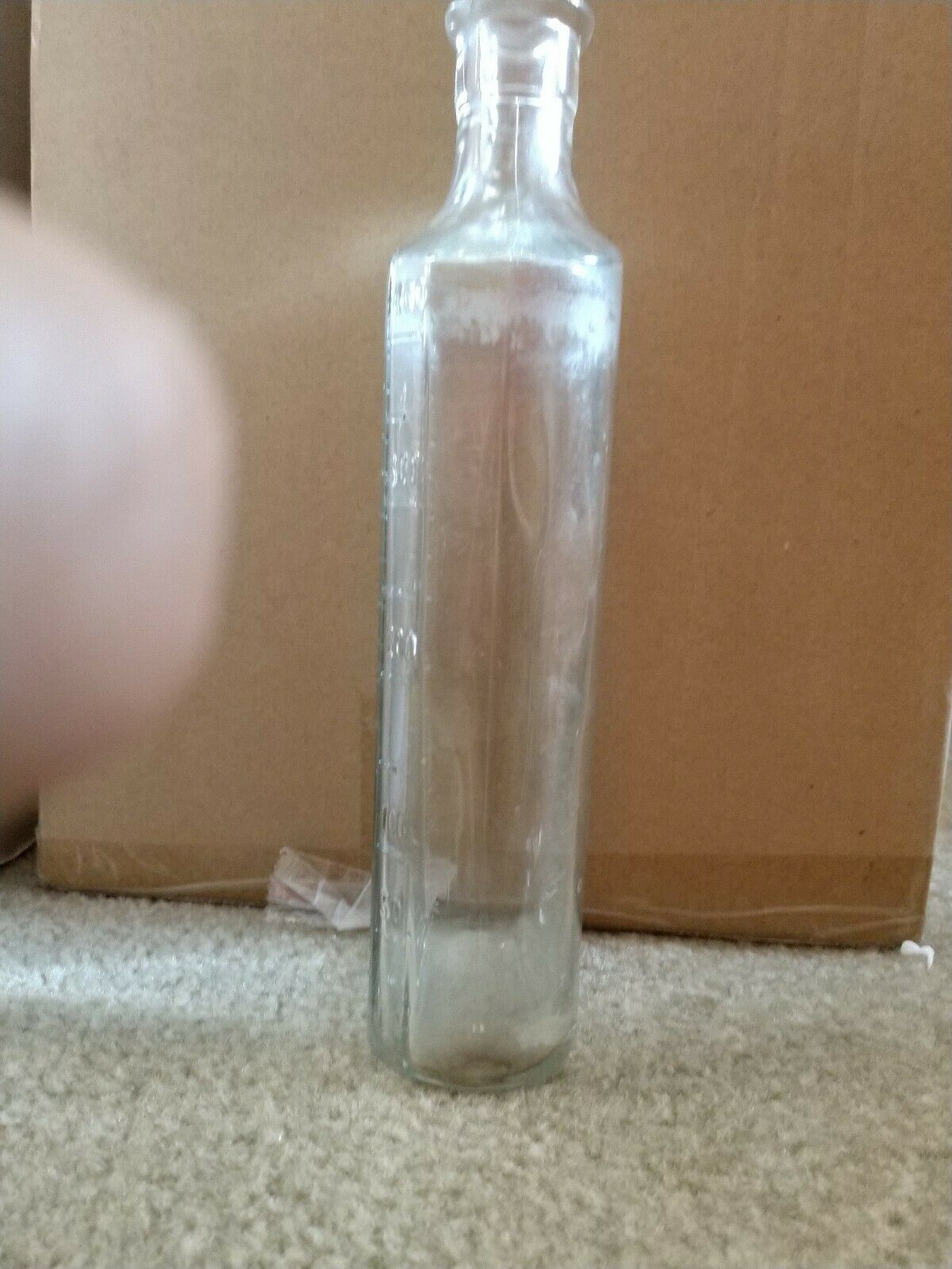 Vintage OWENS CLEAR GLASS Fluted Graduated Medicine Pharmacy Bottle 14