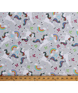 Flannel Unicorns Rainbows Stars Butterflies Cotton Flannel Fabric Print D273.04 - $7.99