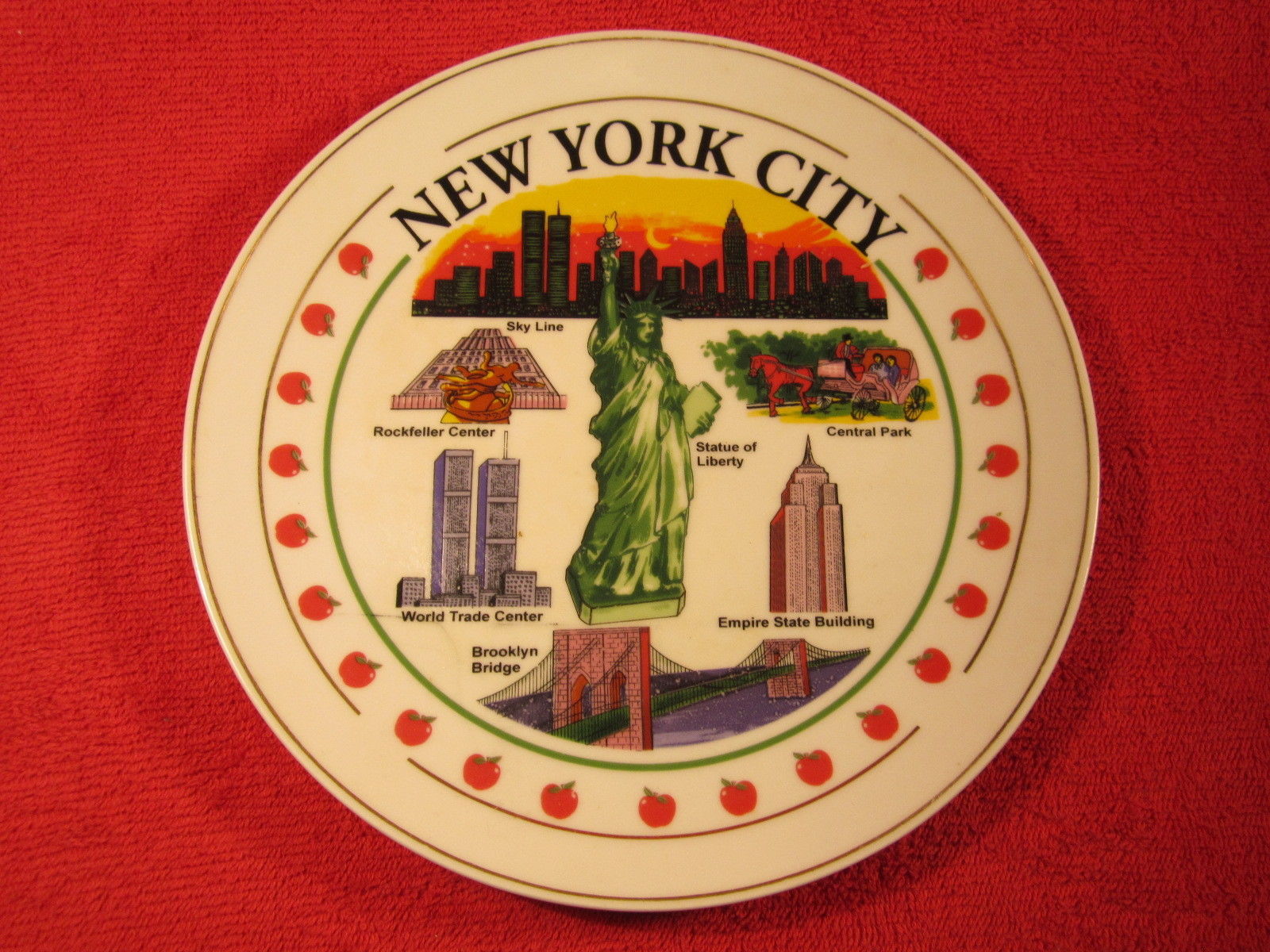 Primary image for 8" Porcelain Collector Plate NEW YORK CITY Empire State WORLD TRADE CENTER  Z250