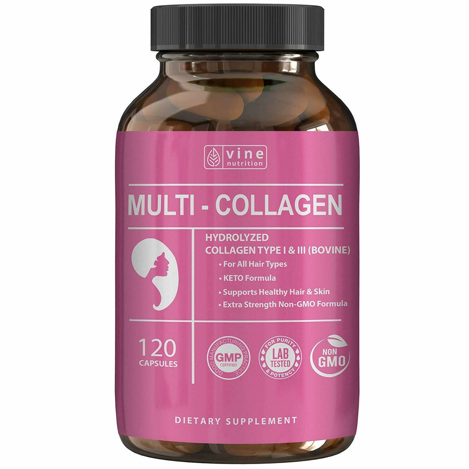 Premium Hydrolyzed Multi Collagen Pills Anti-Aging for Women Vine ...